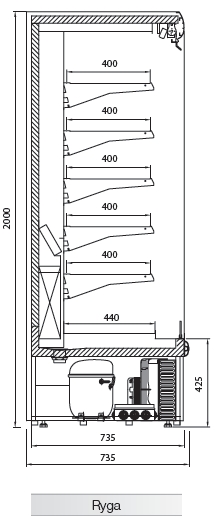 Vitrína chladiaca prístenná RYGA DP