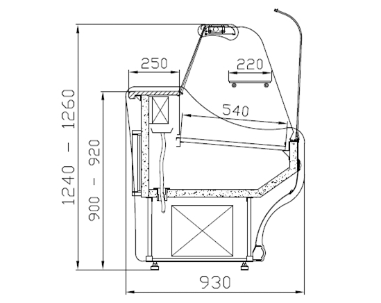 Vitrína chladiaca WCh-1/B-1570