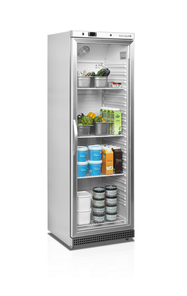 Chladnička TEFCOLD UR 400 SG presklenená, nerez