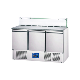 Chladiaci pizza stôl 8x GN1/6 s vitrínou